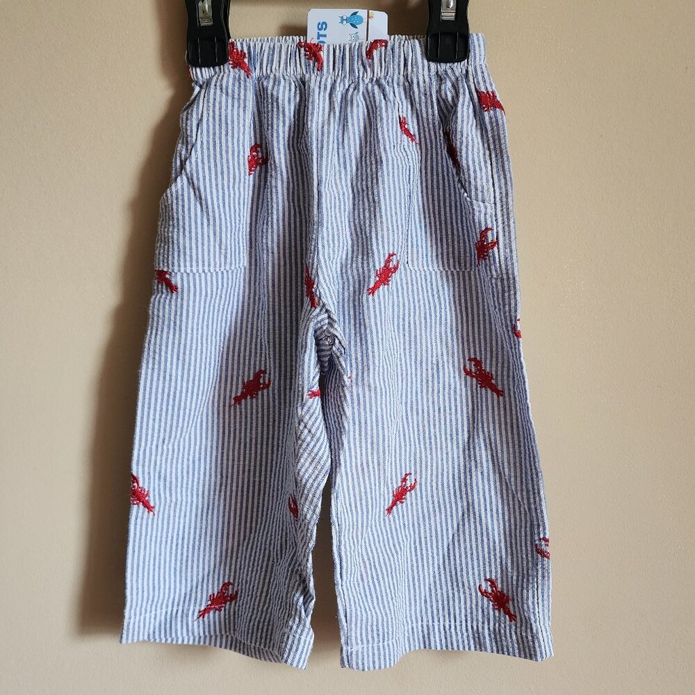 Sweet Tots Blue Pin Stripe Lobsters Pants Size 6 Months NWT